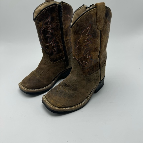 OLD WEST BSI1955 TODDLER BROWN BOOTS Square Toe Size 6.5 D Leather Zipper - Picture 1 of 9
